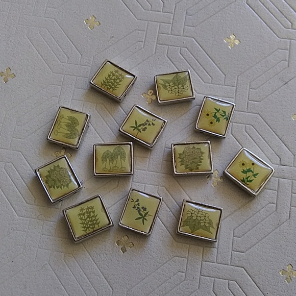 Vintage lot of bracelet pendant necklace botany flower picture metal beads boho - Picture 2 of 3